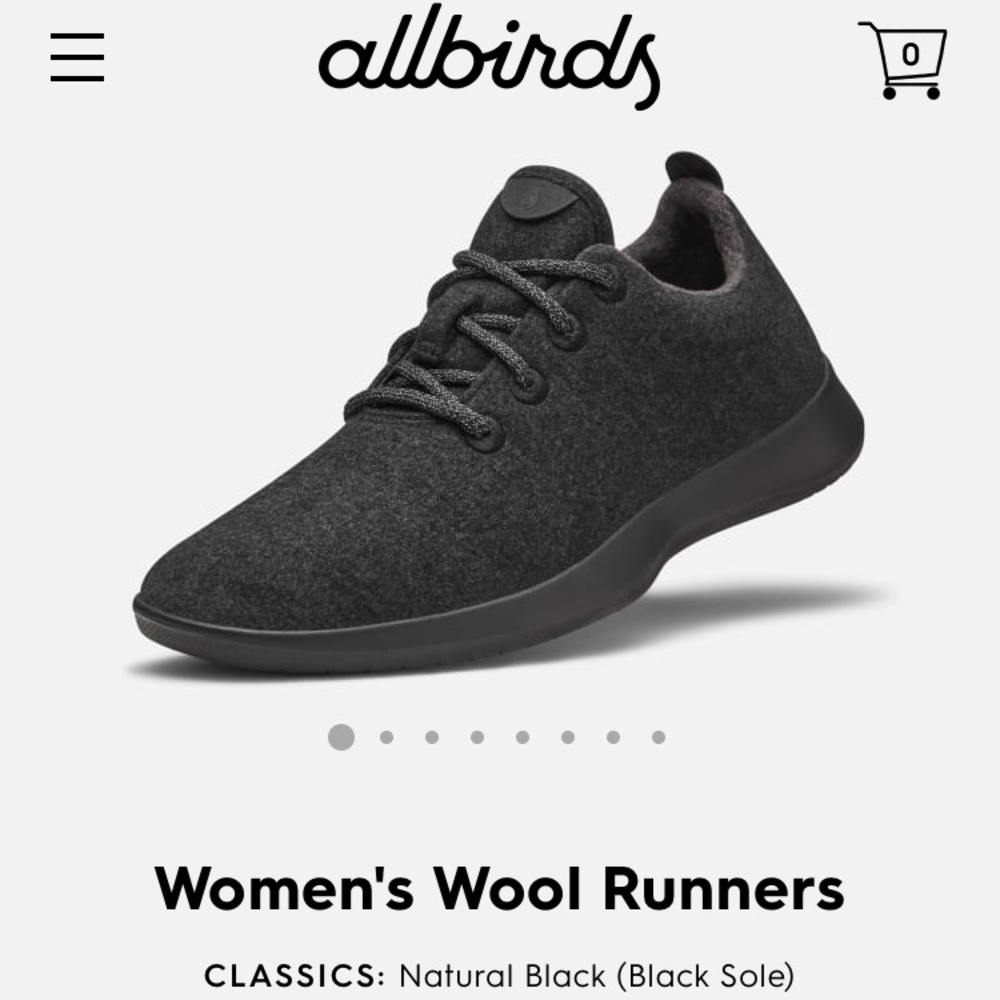 Black Allbirds wool runners shoes size 8
